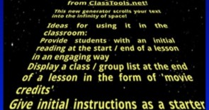 Create an engaging starter/plenary text in the form of scrolling movie credits